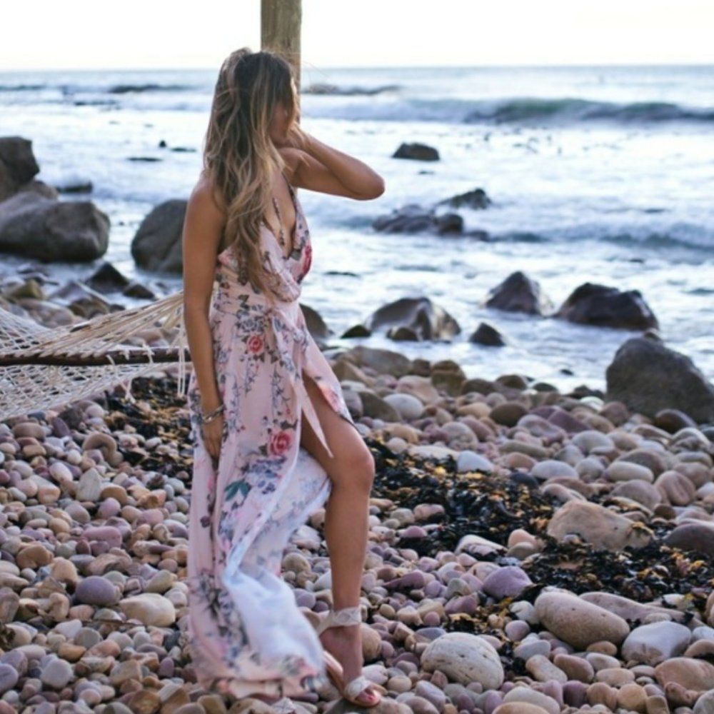 Majorelle Cubano Tropical Floral Wrap Maxi Dress Size S Prom Resortwear Wedding